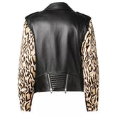 Leopard Sleeve Biker Jacket
